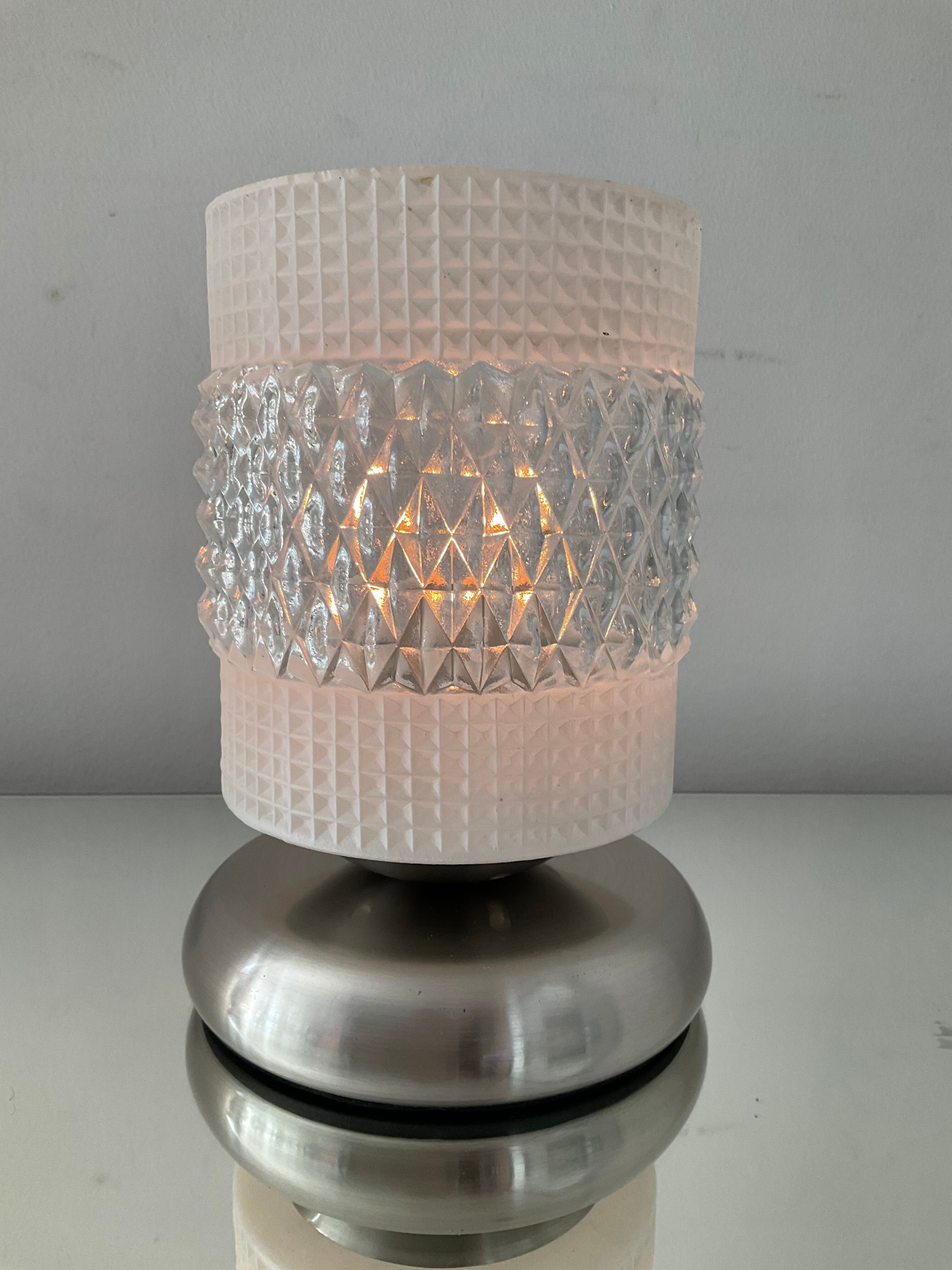 Vintage tactile lamp chrome and molded glass 80s