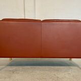 Vintage Danish mid-century Mogens Hansen 2 person cognac leather sofa