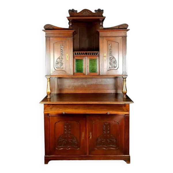 École de Nancy: buffet de forme papillon époque art nouveau en bois massif circa 1900