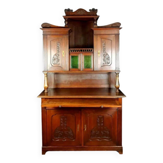 School of Nancy: butterfly-shaped art nouveau sideboard in solid wood circa 1900