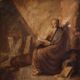 Antique painting on panel depicting Hermit from the 18th century