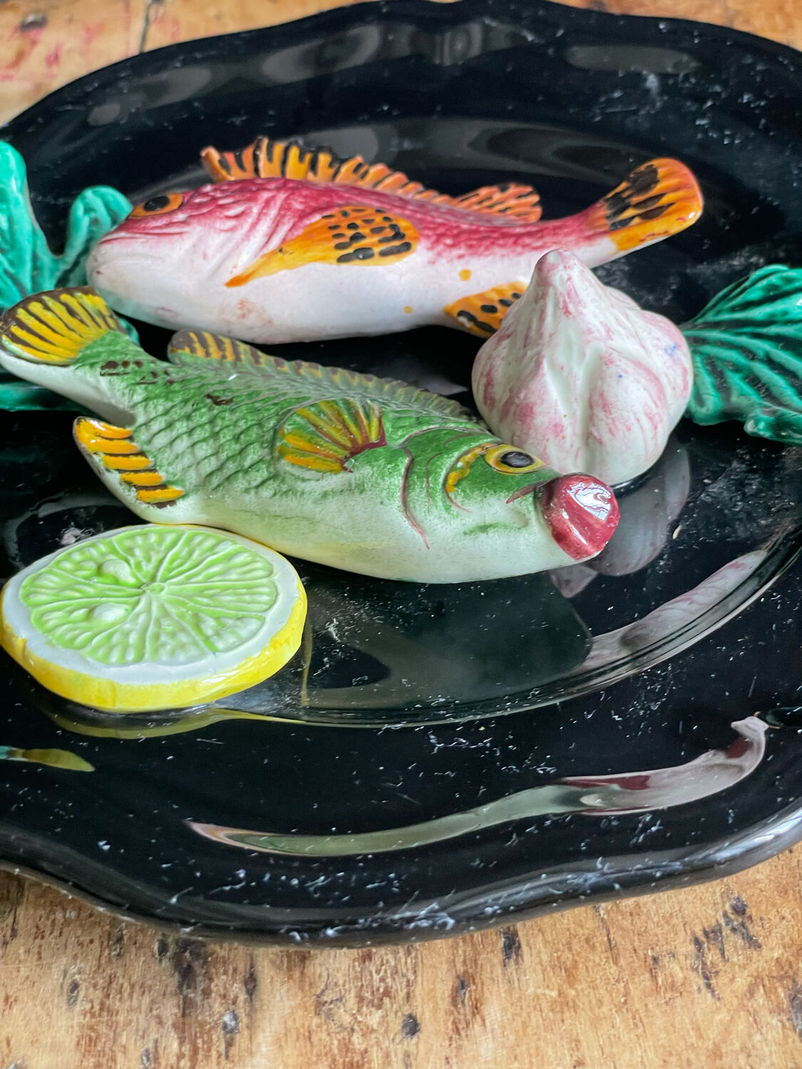 Vallauris majolica barbotine wall plate 1950