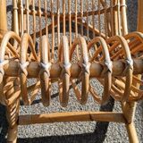 Designer rocking chair in rattan and bamboo from the 1950s/60s