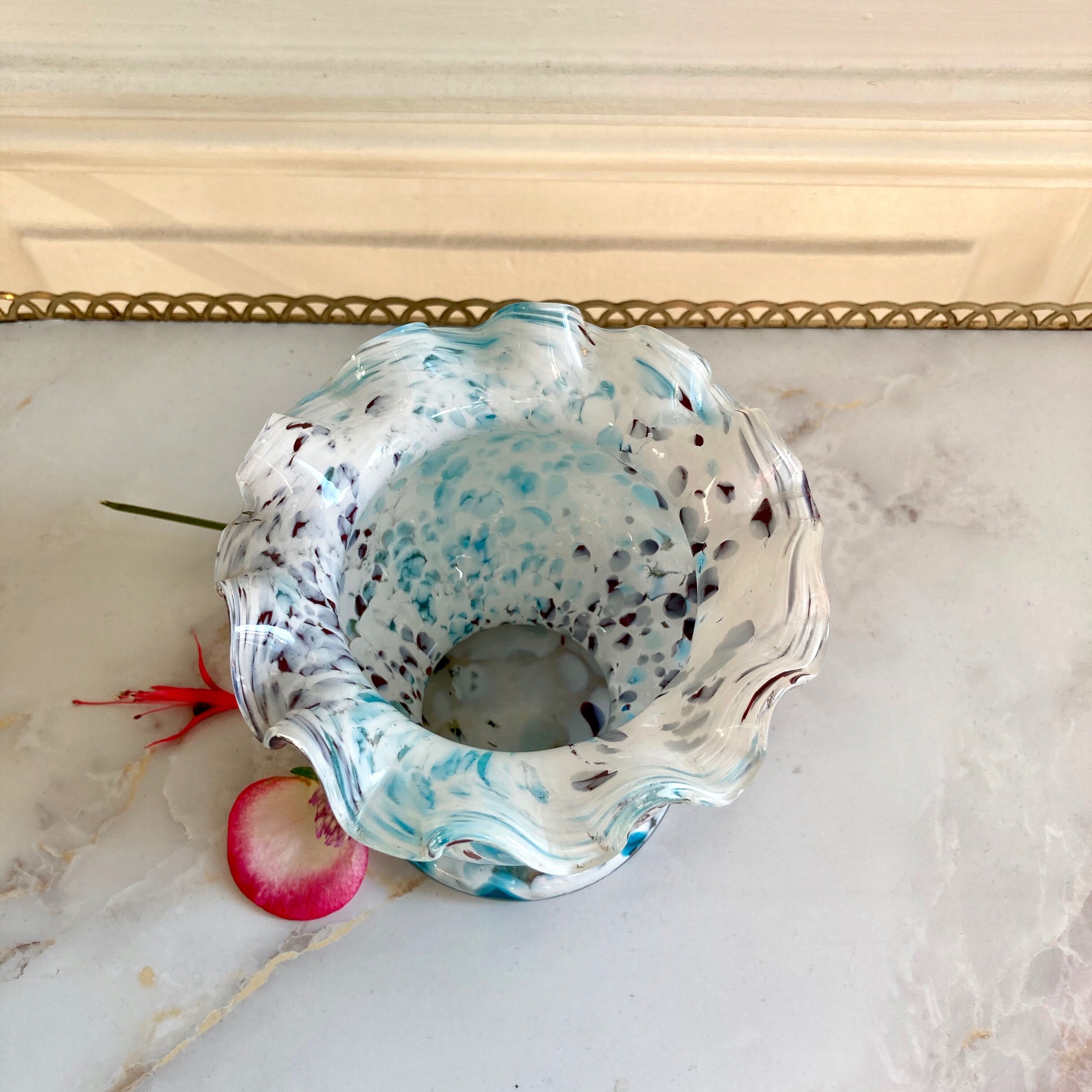 Vase verre moucheté verreries de Clichy Pantin