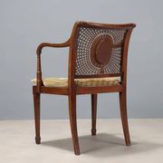 Antique beech armchair stained walnut and fabric, Italy, 19th century
