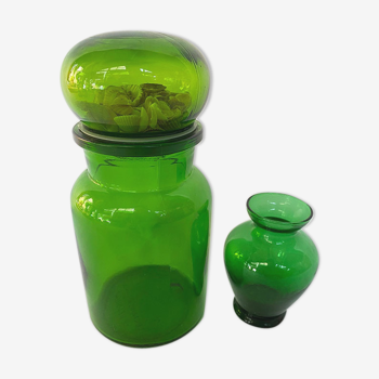 Green jar and vase