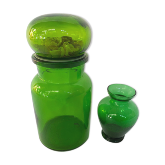 Green jar and vase