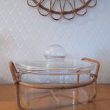 Vintage Bodum glass and rattan vegetable