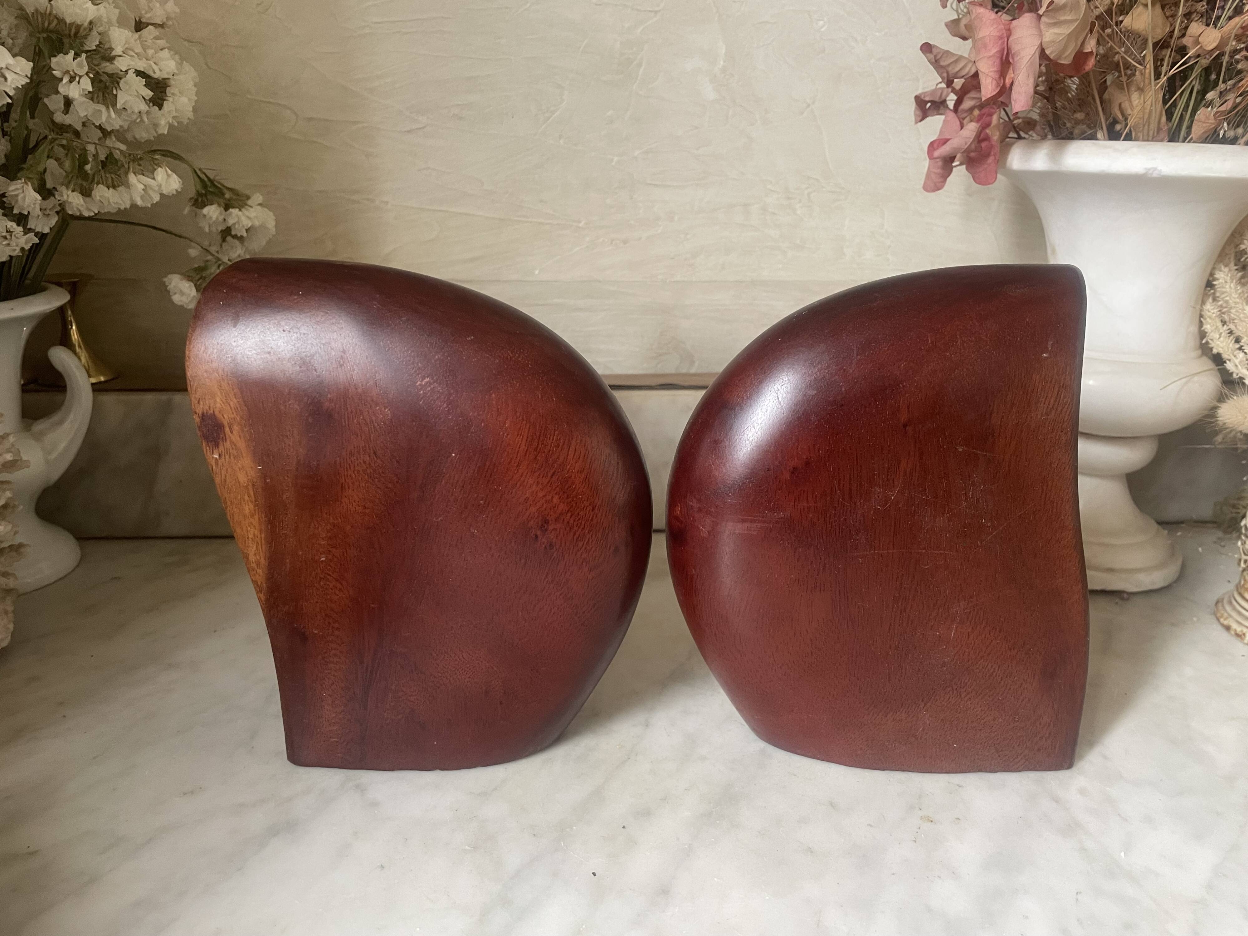 Pair of vintage exotic wood bookends