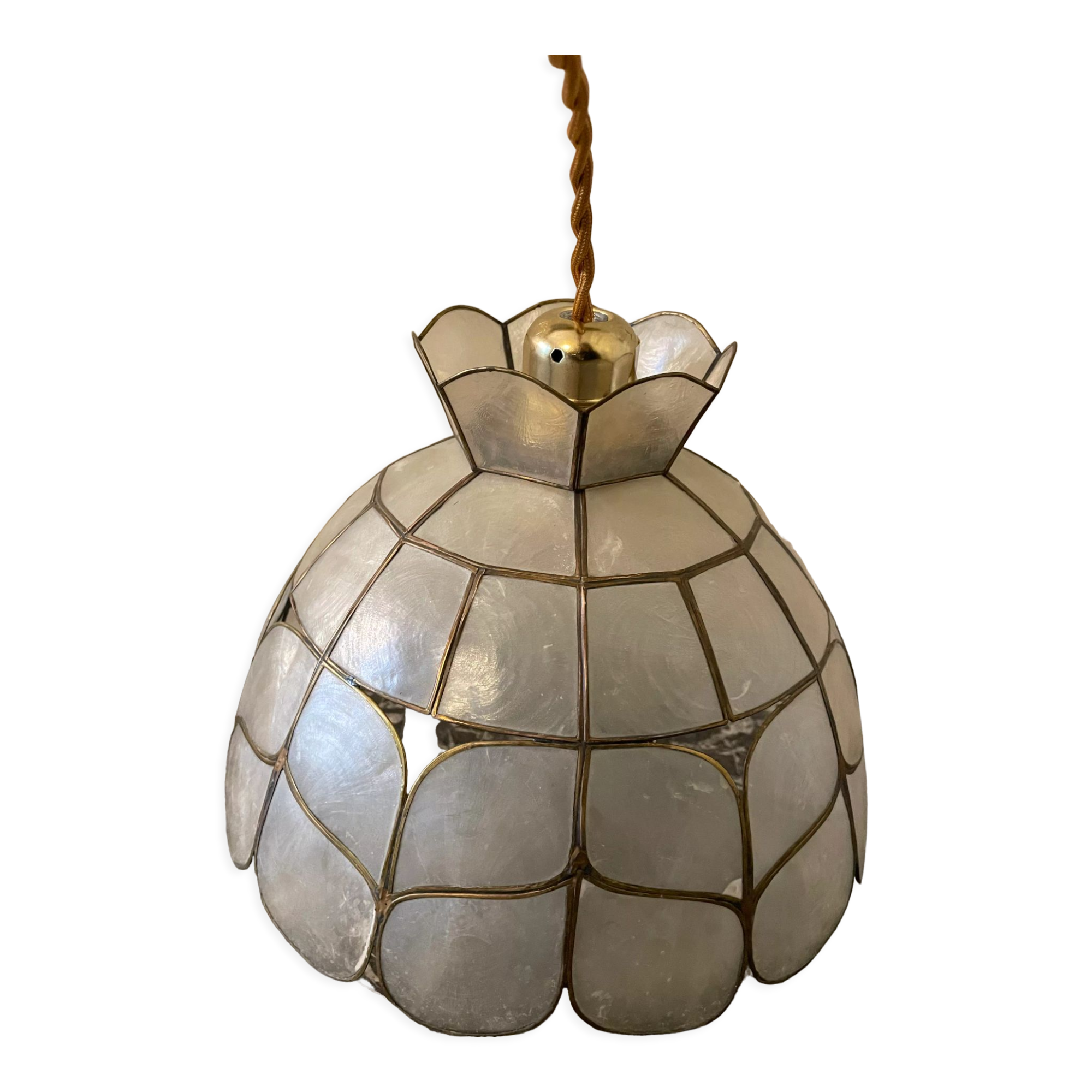Suspension mother-of-pearl and brass diam 25 cm