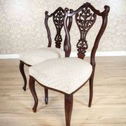 Chaises en frêne Louis XV antiques avec dossiers ajourés, ensemble de 4