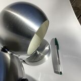 Pair of vintage brushed aluminum eyeball wall lamps