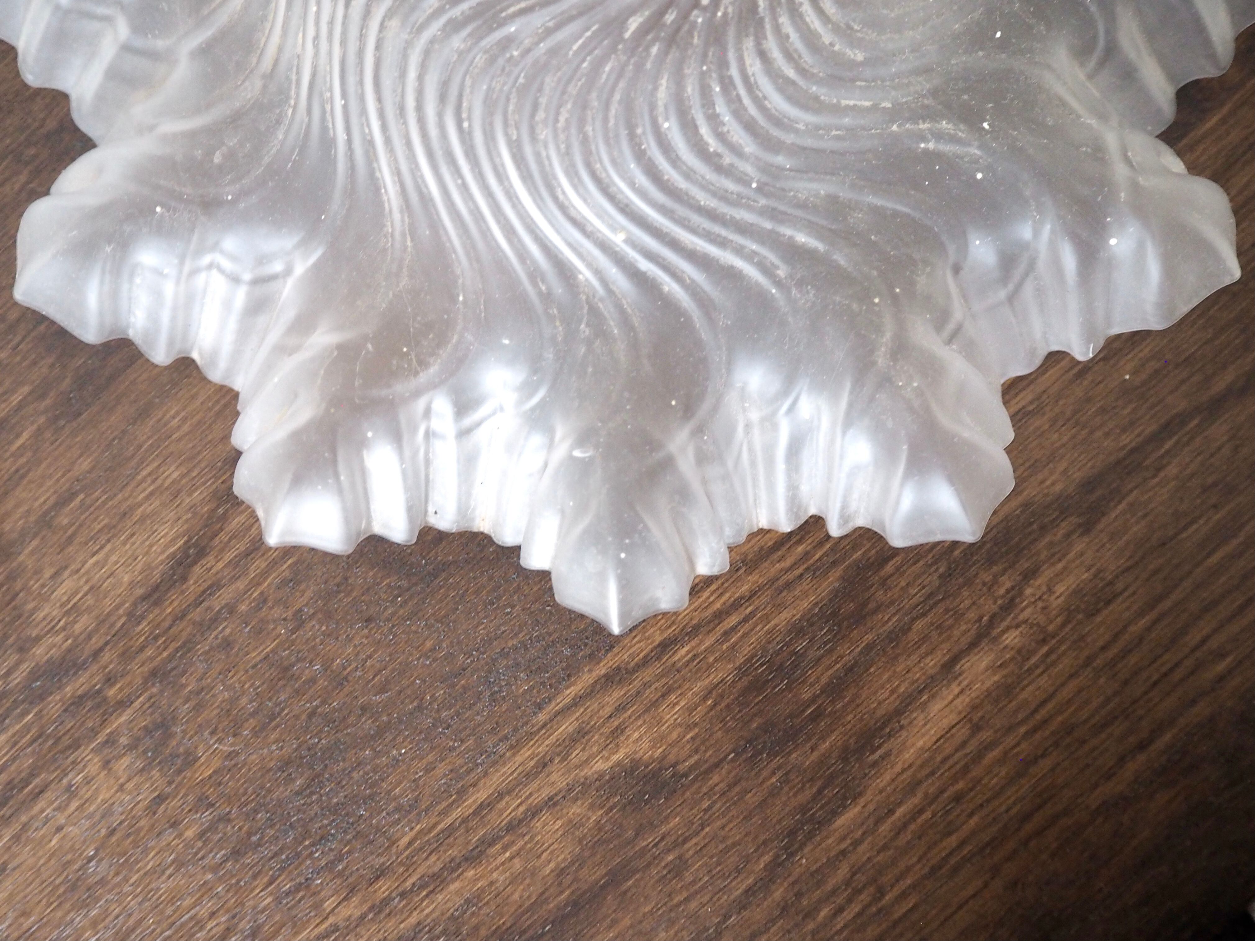 Pair of frosted glass flower pendant lamps