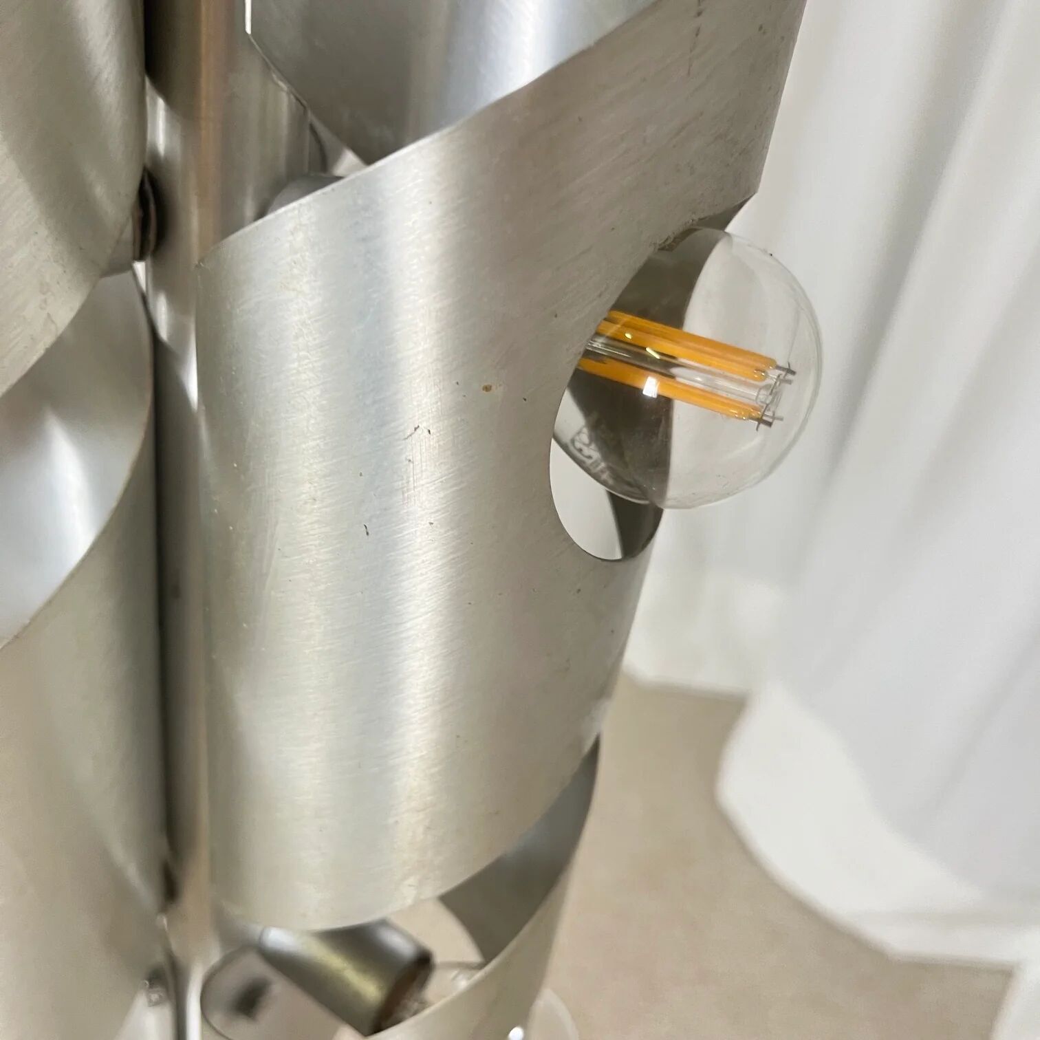 Brushed aluminium floor lamp, Space Age style, 1970s