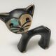 Porte stylo zoomorphe chat bronze patine noir design vintage