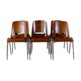 6 Baumann chairs in cognac imitation leather, circa 1960