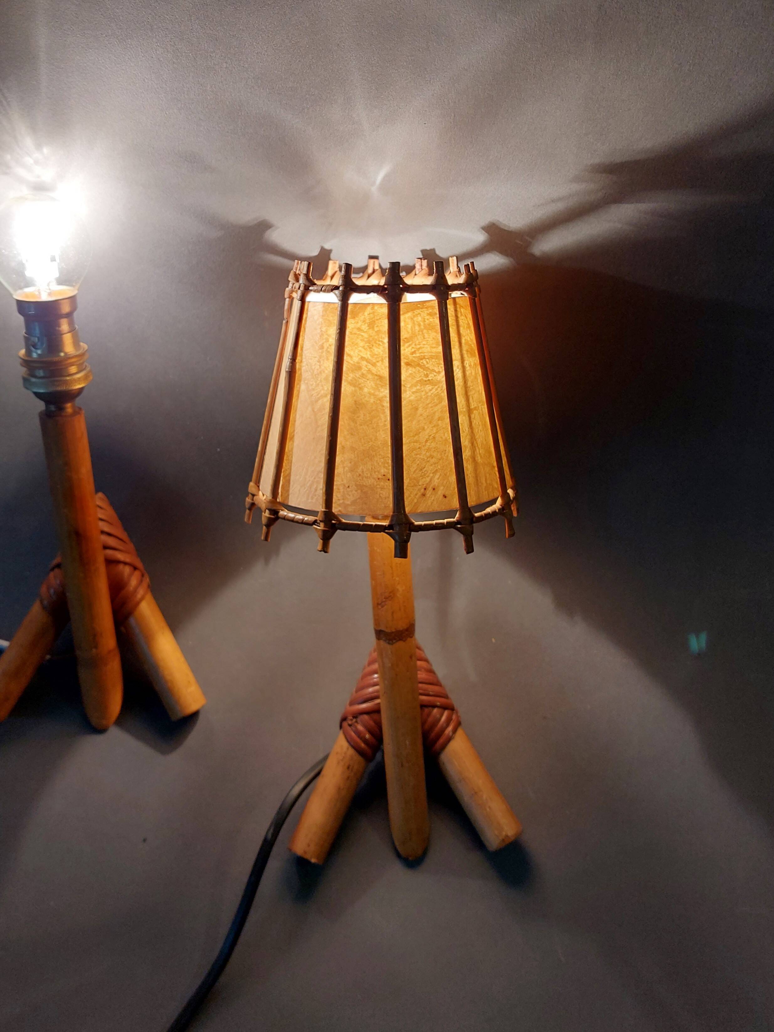 Pair of bamboo and rattan wall lights 1960/1970.