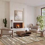 Relief jute rug in white and black 120x160 cm