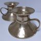 Pair of vintage solid brass hand candlesticks