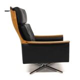 Scandinavian rotating leather armchair, Swivel chair, "Minerva", Torbjørn Afdal, Sweden, 1960