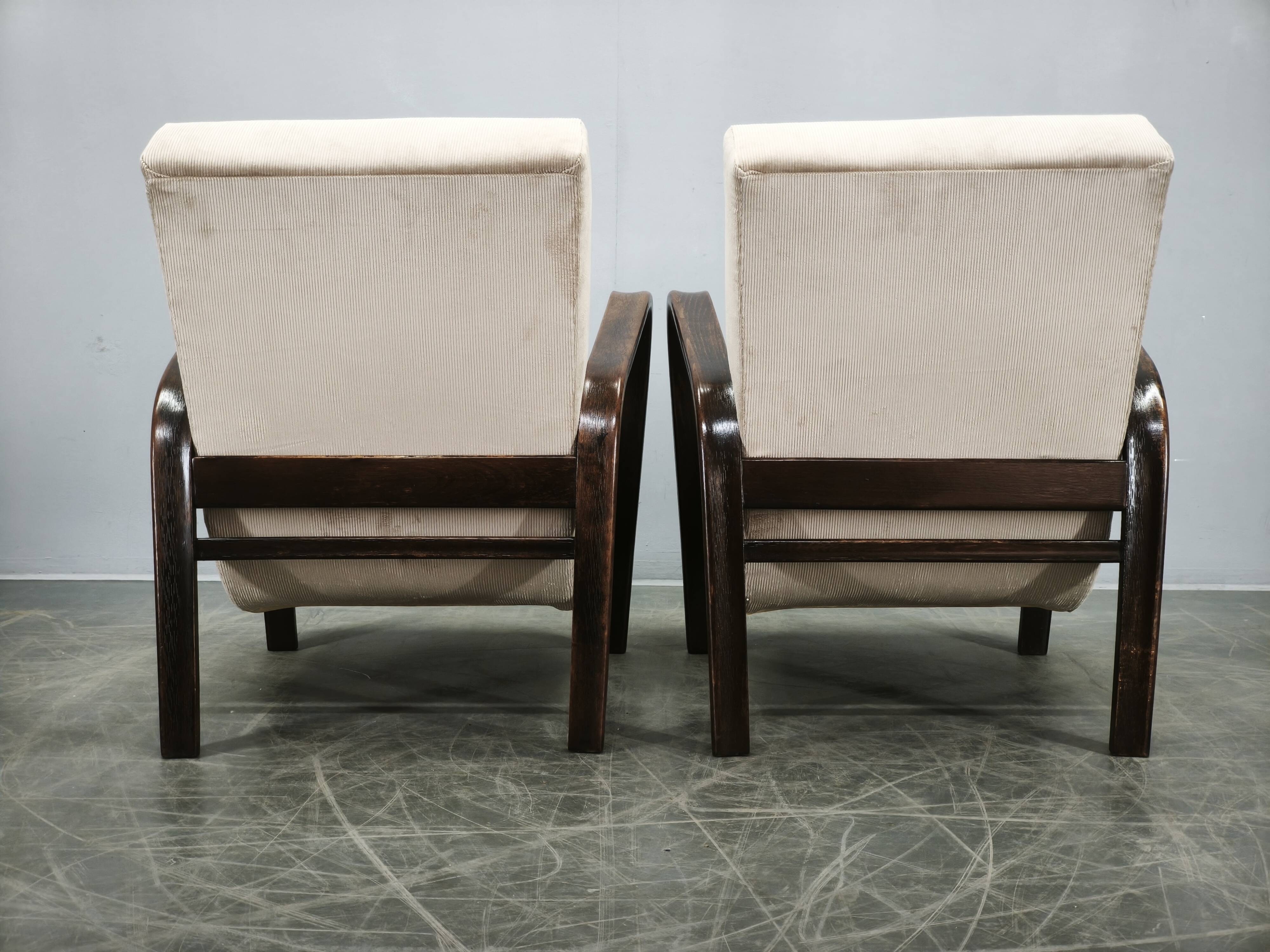 Pair of Kropáček & Kozelka Lounge Chairs for Interiér Praha, 1940s