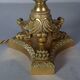 Ancien flambeau bronze laiton monté en lampe avec abat-jour, 44 cm C676