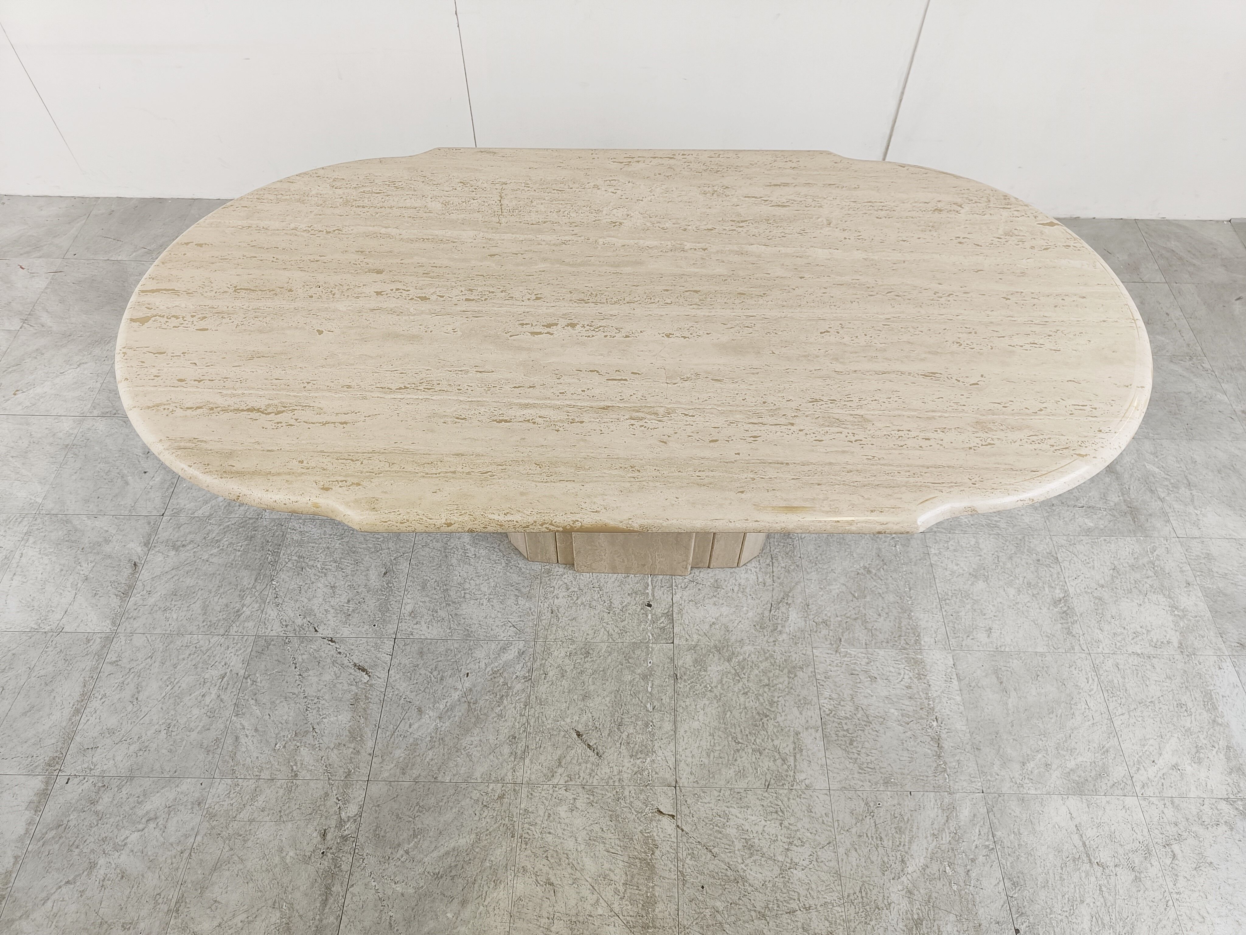 Vintage oval travertine dining table, 1970s