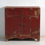 Antique pine sideboard with original red paint – China, circa 1920
