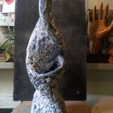 Louis Giraud's twisted double vase in Vallauris ceramic foam
