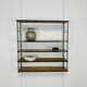 60s wall-mounted string shelf, wood and metal