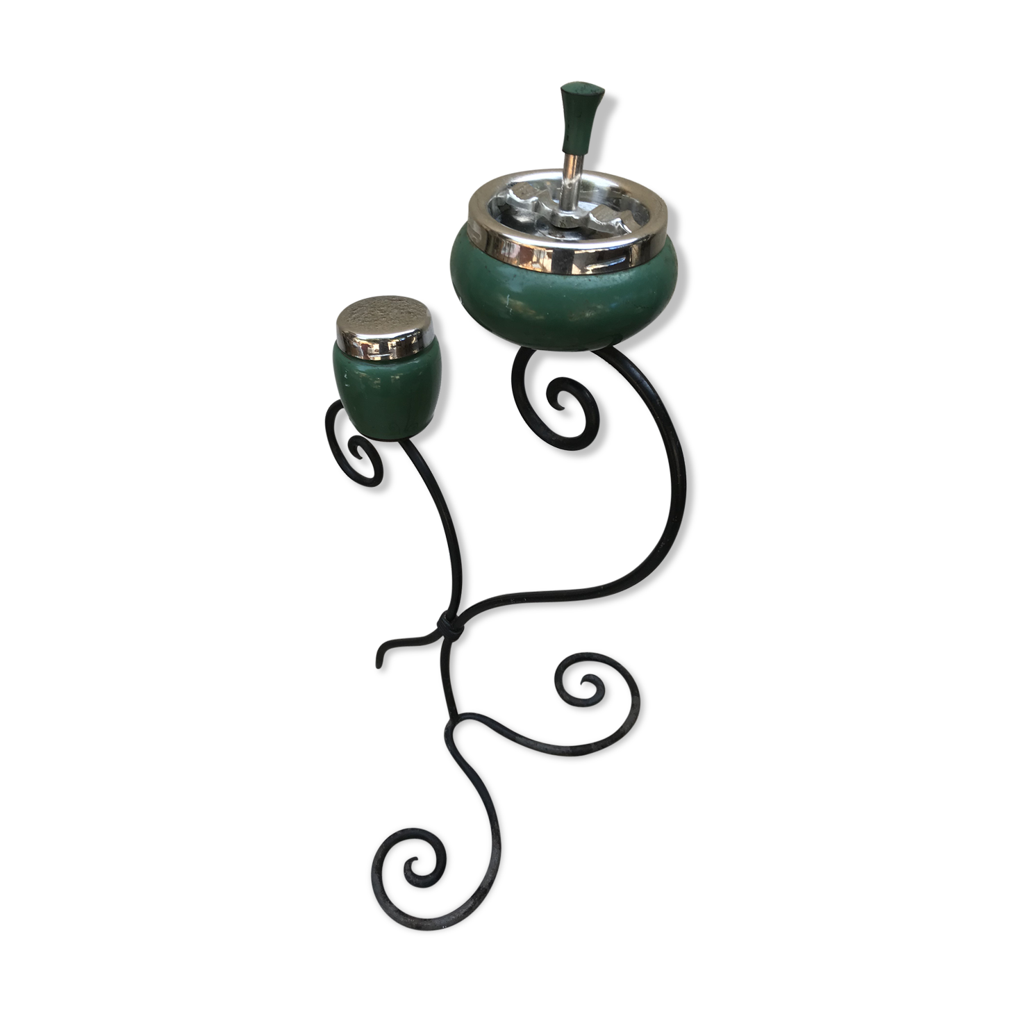 Old on foot wrought iron ashtray