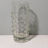 Brutalist transparent glass vase, Pavel Panek 1971