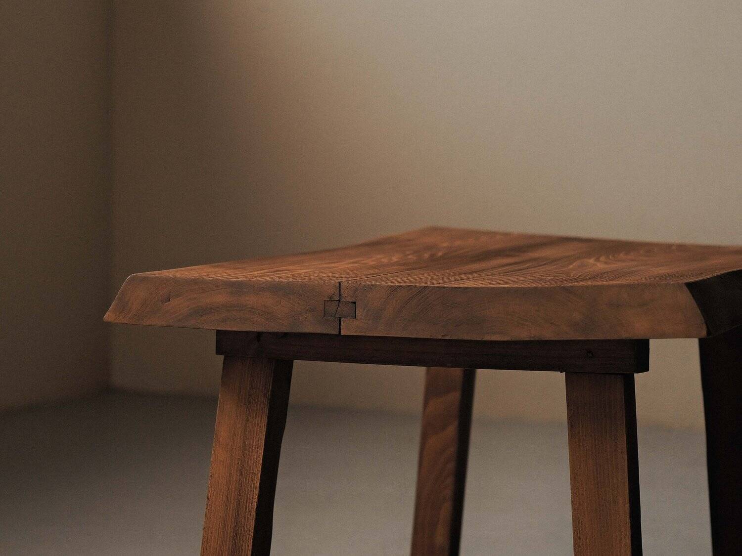 Desk, solid oak side table – France, circa 1970