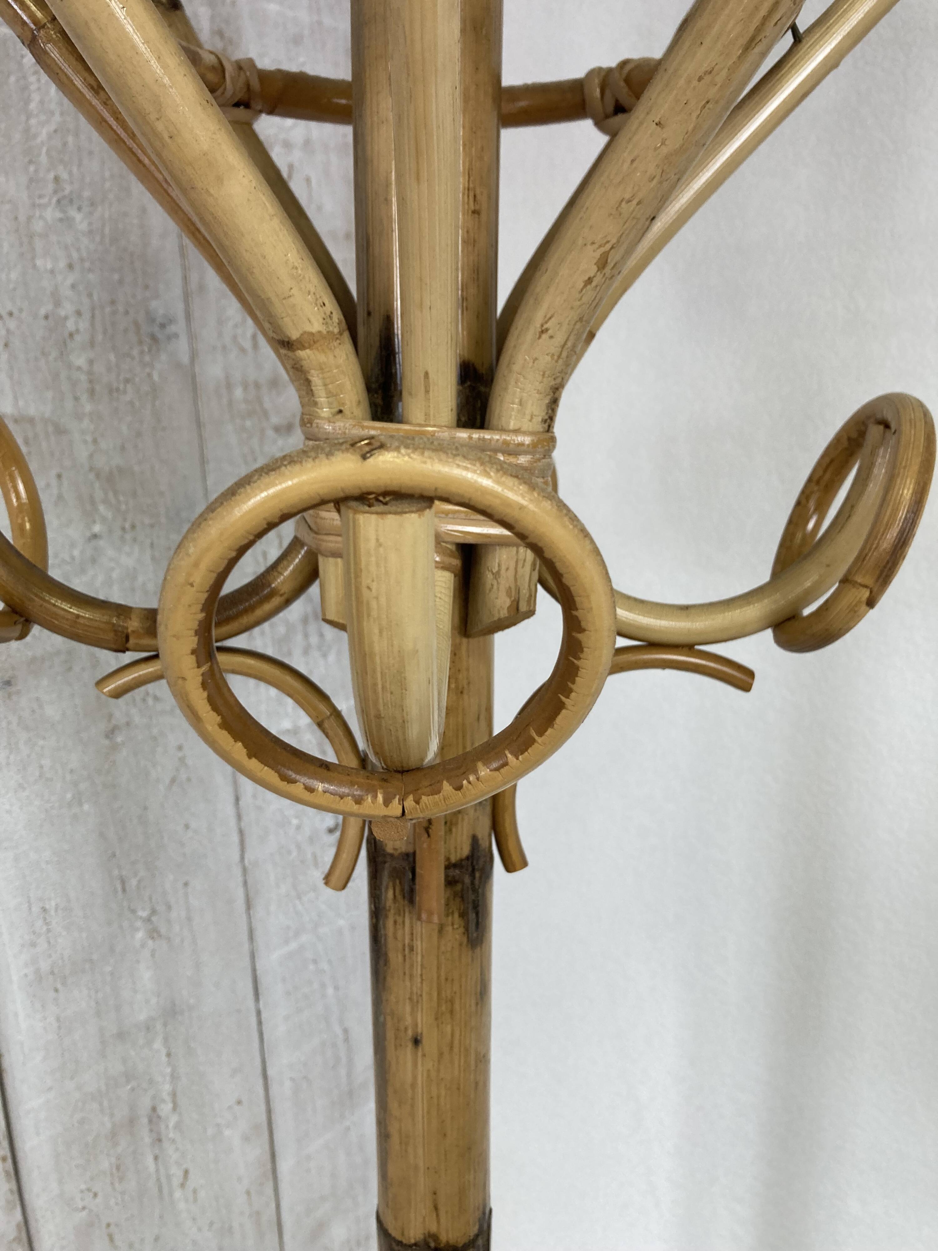 Vintage rattan coat rack