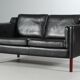 vintage danish mid century stouby 2 person sofa in black leather