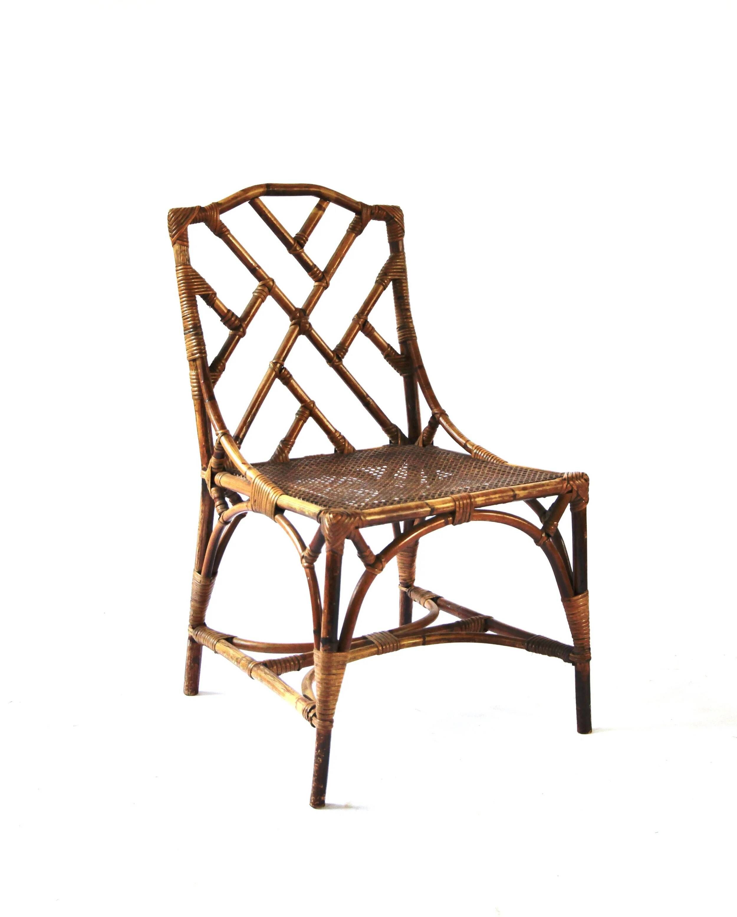 Vintage bamboo dining set in Chippendale style, Italy, year