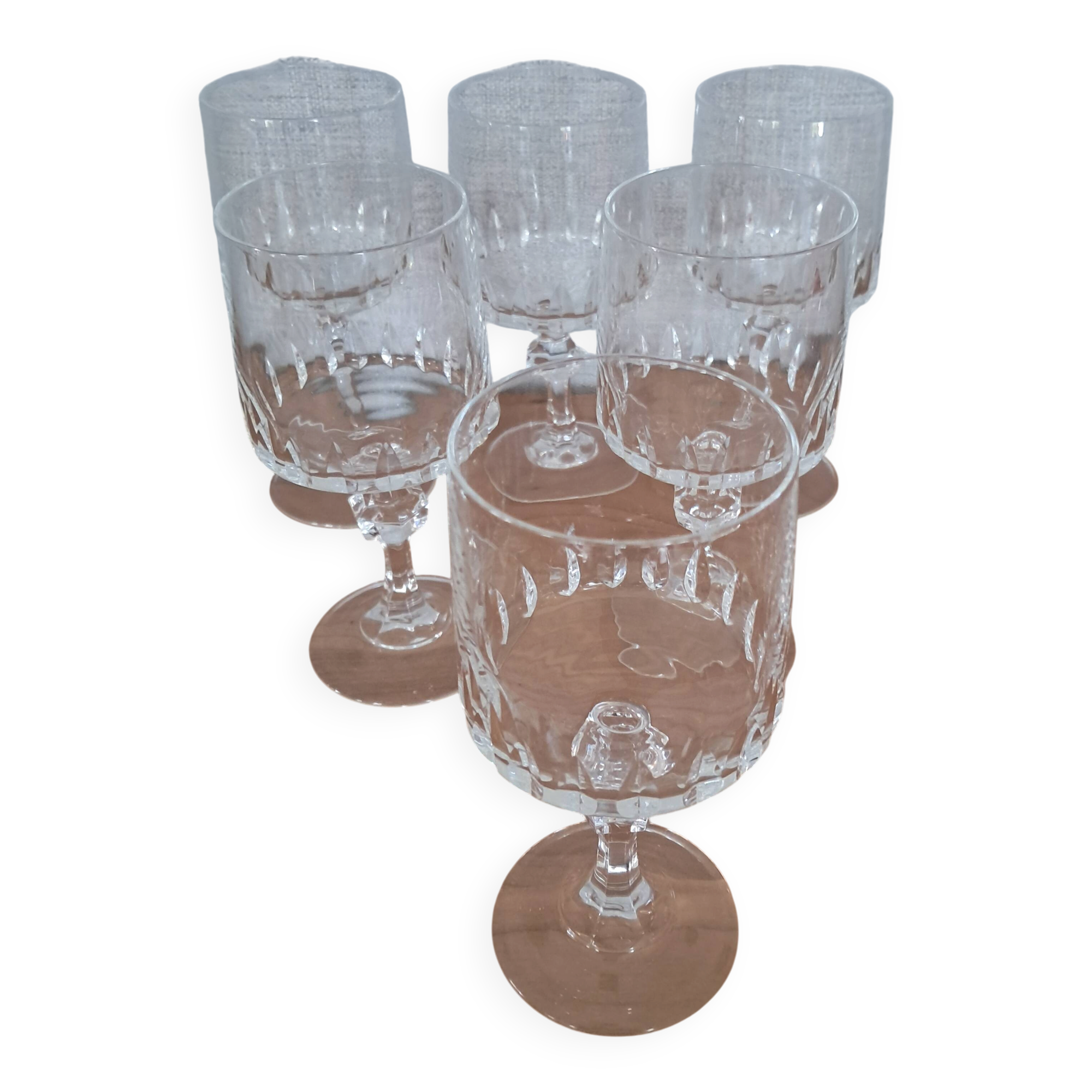 6 crystal wine glasses from Arques, Vendôme model.