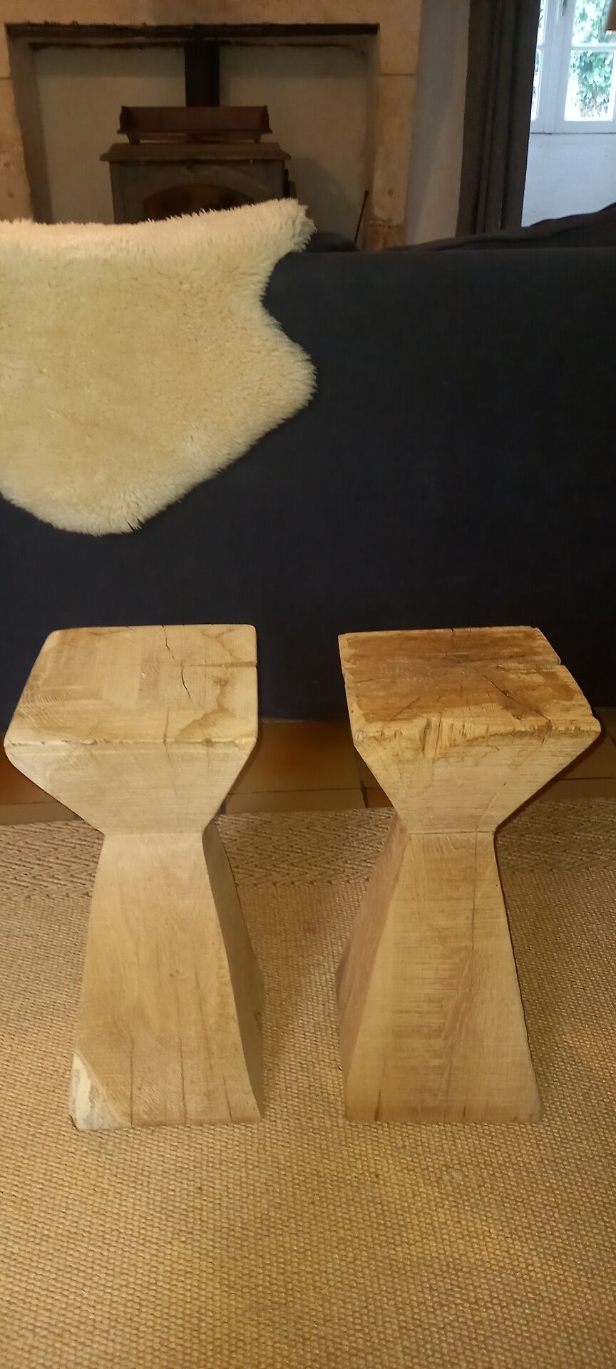 Set of 2 wooden plant stands.