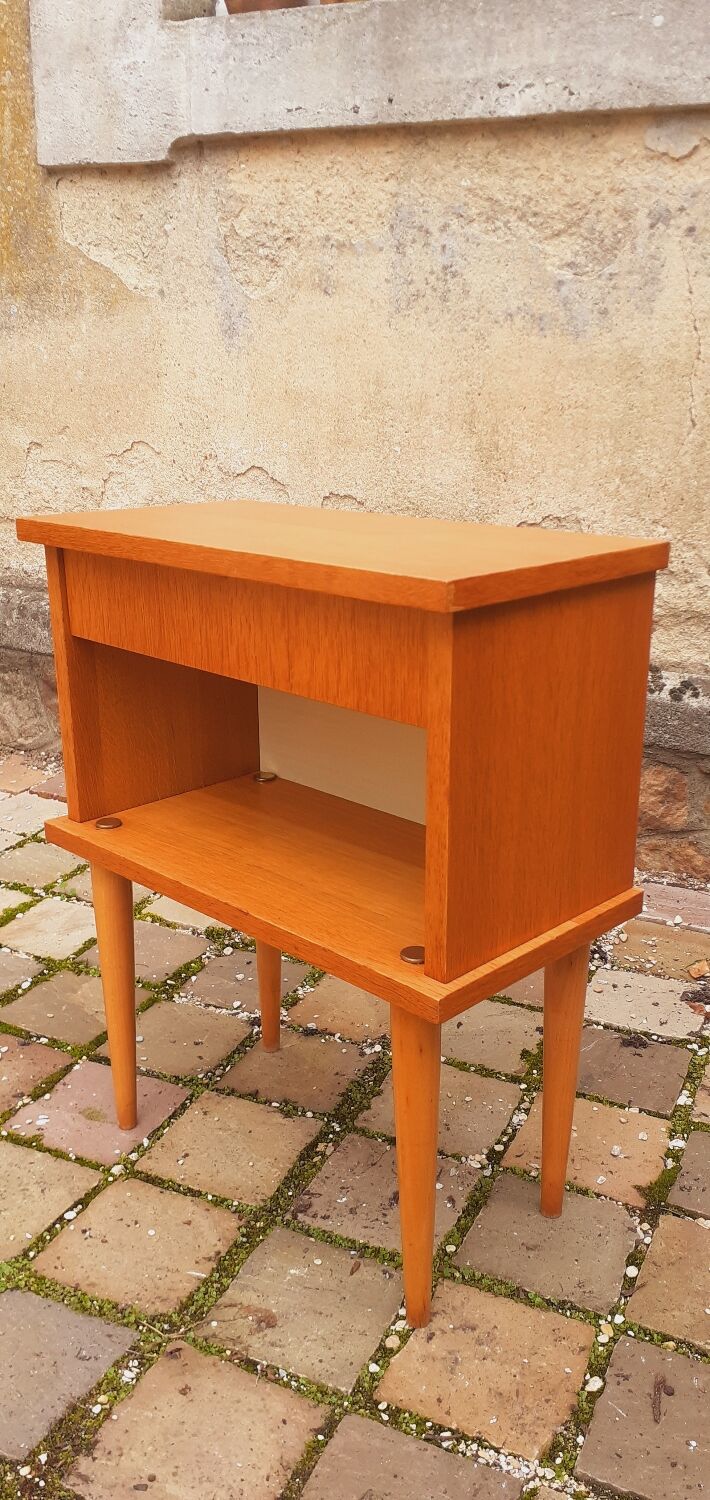 Vintage 50s light oak bedside table.