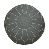 Moroccan pouf in grey leather