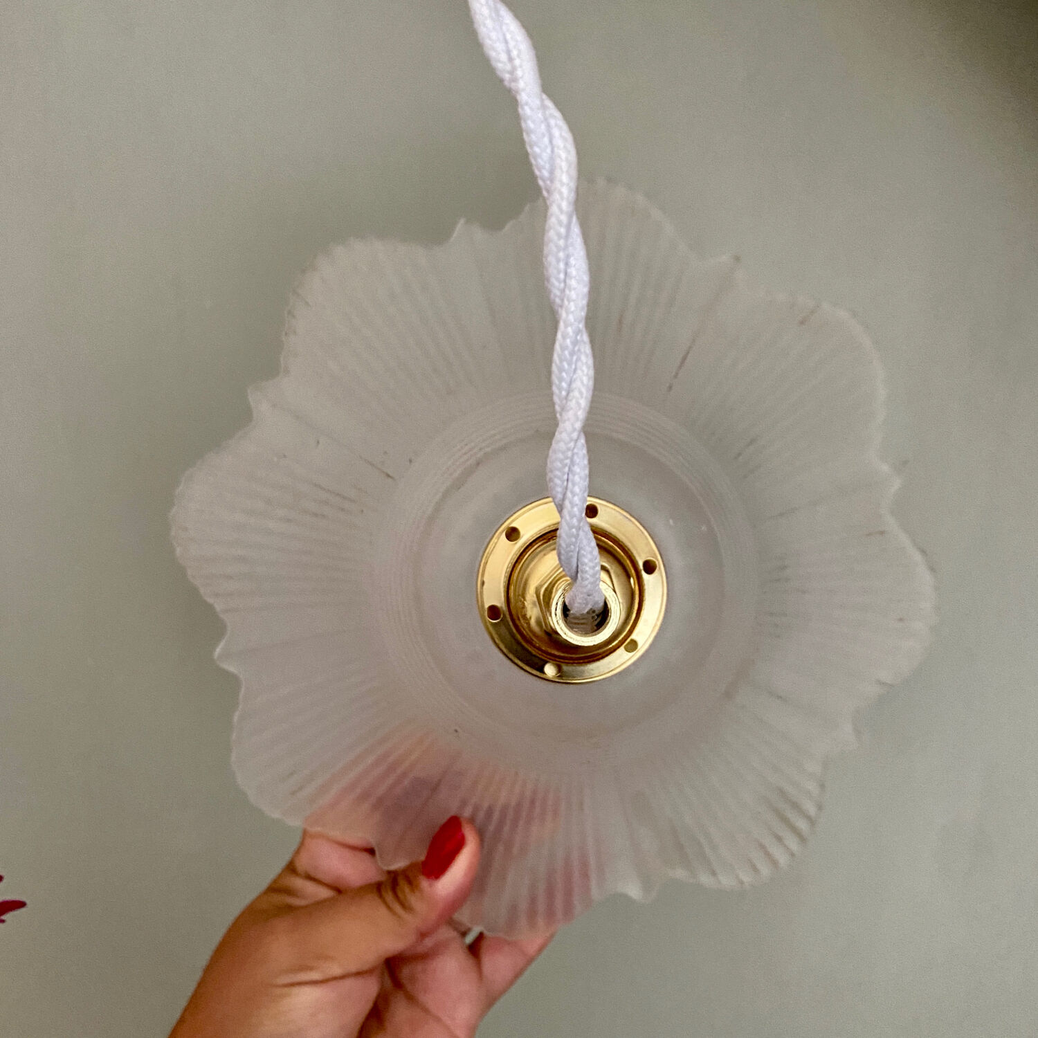 Vintage frosted glass lampshade pendant light