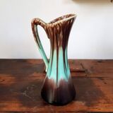Antique Brown and Green Ceramic Jug