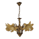 Vintage 5-light chandelier in metal with a bronze effect and flower-shaped lampshades, France.