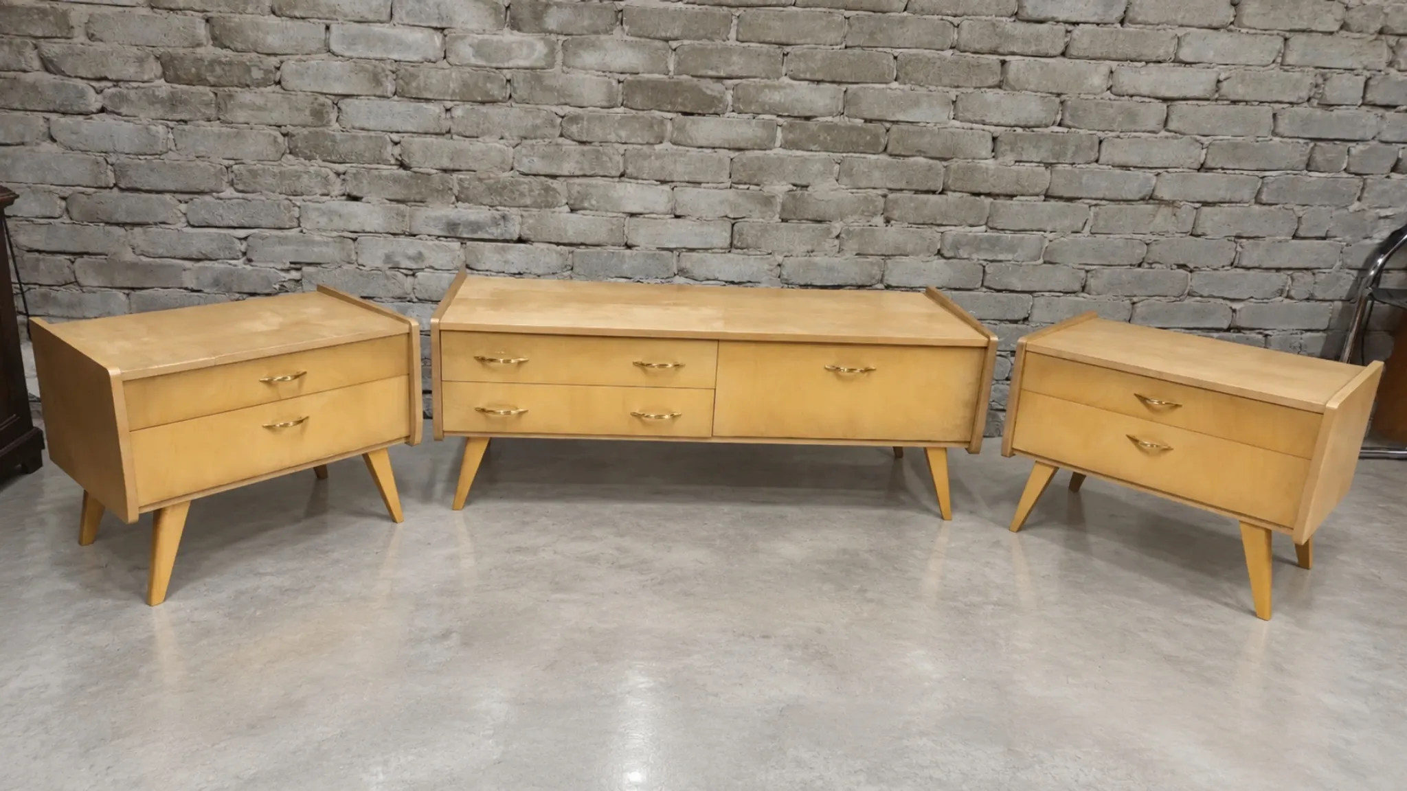 Dressing table set and two modular bedside tables from the 1960s.