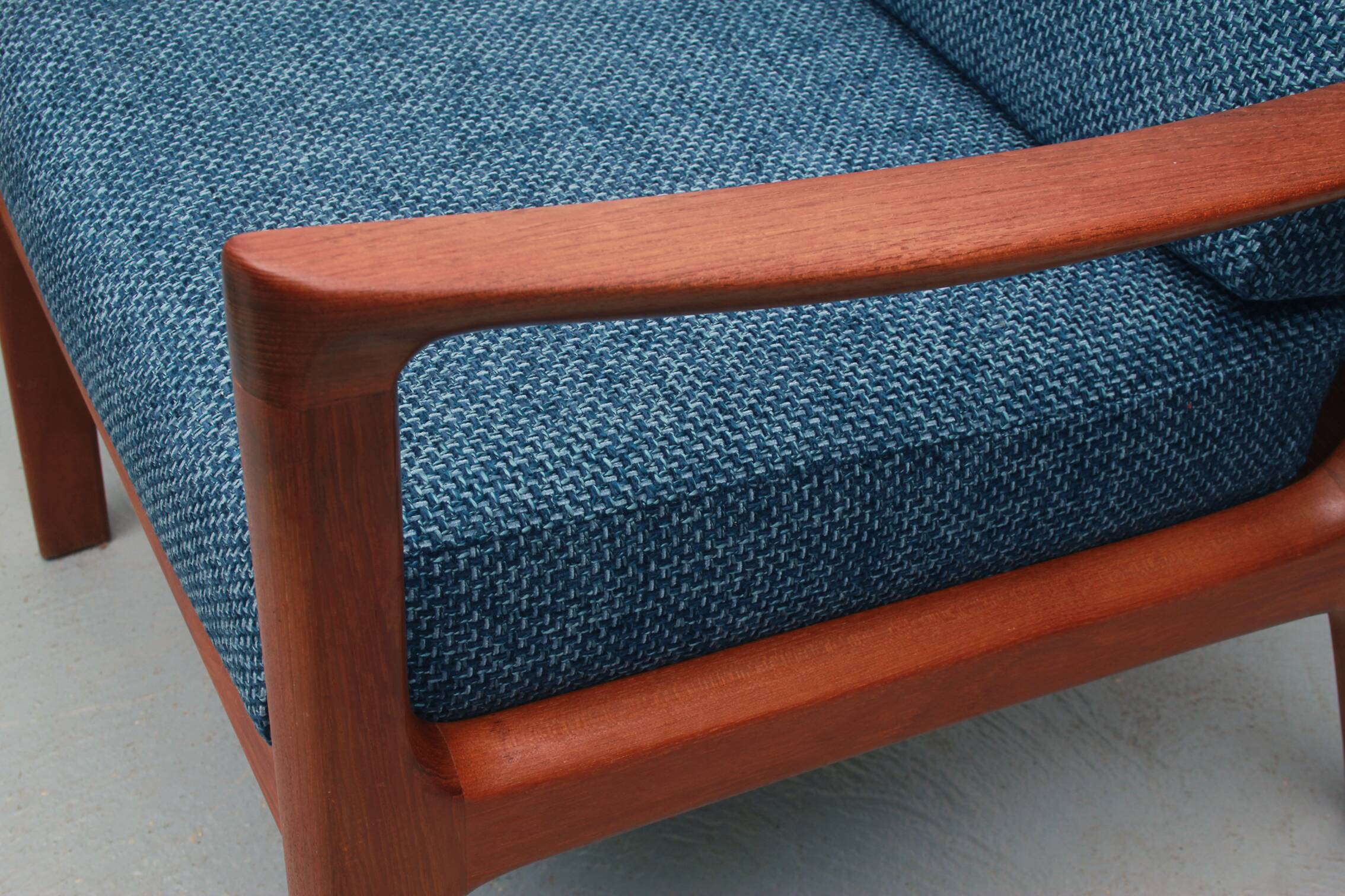 1960s armchair + ottomane teak, Ole Wanscher for Cado