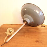 Industrial hanging lamp in blue enamelled workshop, factory sheet.