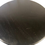 Circular table in blackened wood, central baluster leg