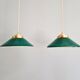 Duo de suspensions coniques en opaline verte, style Art Déco