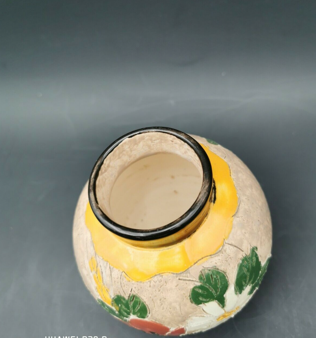 Vase ball signed J. Massier Jérome Vallauris vintage floral decoration