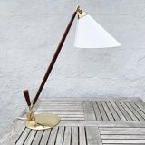 Poul Dinesen - Th. Valentines. Teak And Brass Table Lamp, Mid-20th Century
